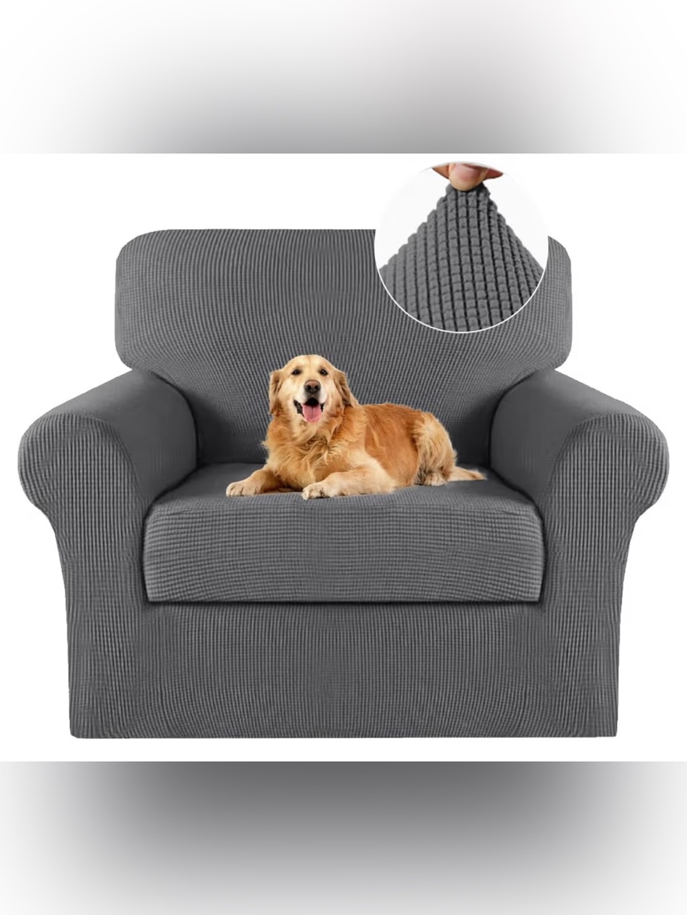 2 Piece Chair Covers Chair Slipcovers Charcoal Gray